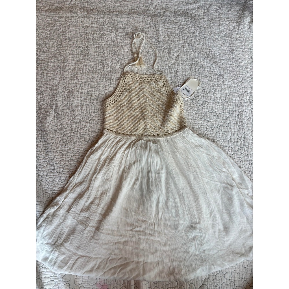 O'Neill Kindra Crochet Halter Mini Dress White Cream Women's Medium #150